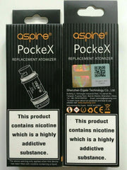 Genuine Aspire PockeX Replacement Coils – 0.6Ω coils, pack of 5 for Aspire PockeX vape kit.